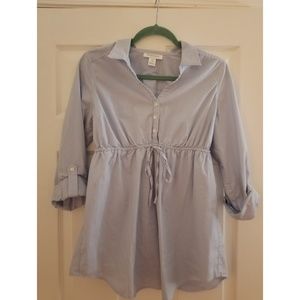 Motherhood maternity blue striped dress shirt med